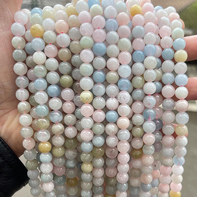 Jingde Transparent Morganite Round Beads - Candy Color Crystal DIY Jewelry Accessories