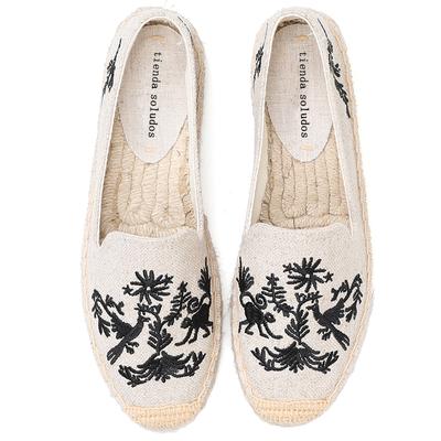 2021 Zapatillas Mujer Espadrille 2021 Sapatos Espadrilles Embroider Shoes Comfortable Ladies Womens Casual Flax Hemp Fashion