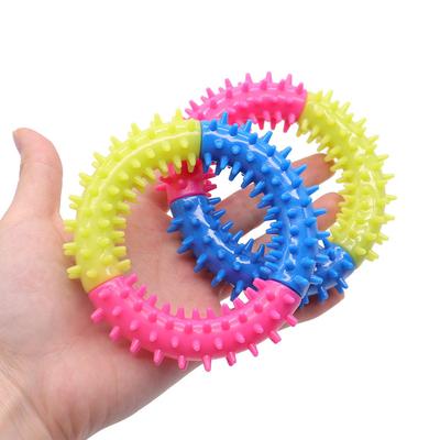 3-Color Spiked Ring Dog Toy - Indestructible, Chew-Resistant, Teeth Cleaning, Durable Puppy Chew Toy