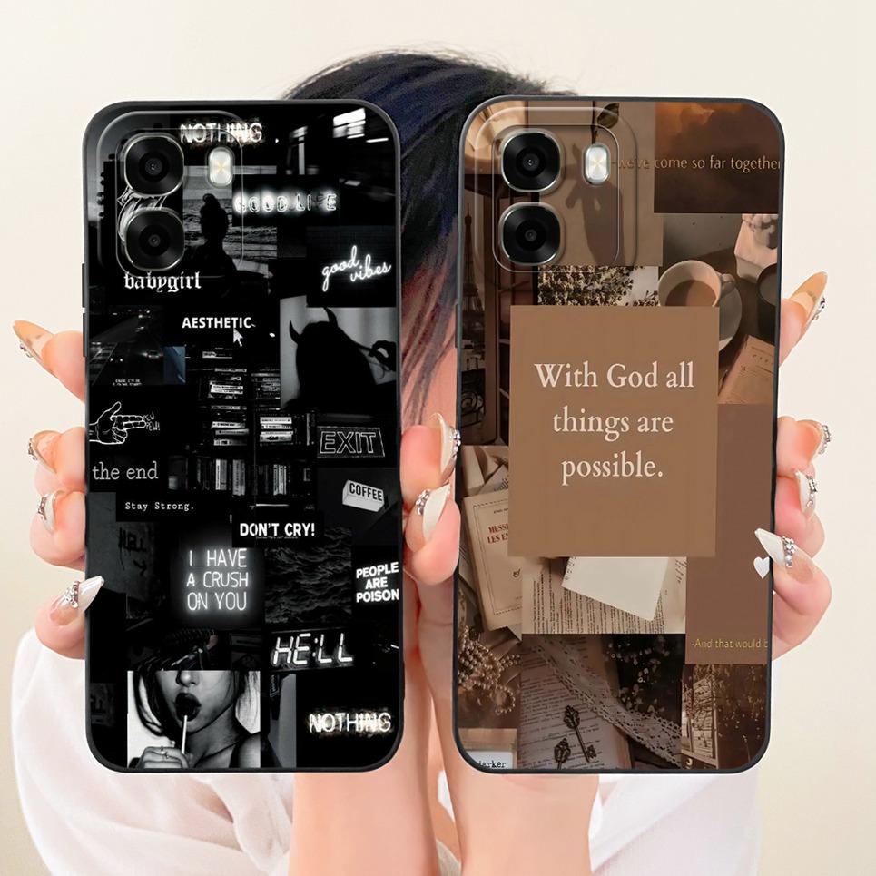 Liquid Silicone Back Cover For Oppo A6t Pro 4G 5G CPH2847 CPH2849 Phone Case Luxury Girly Flower Butterfly Bow Painting Casing