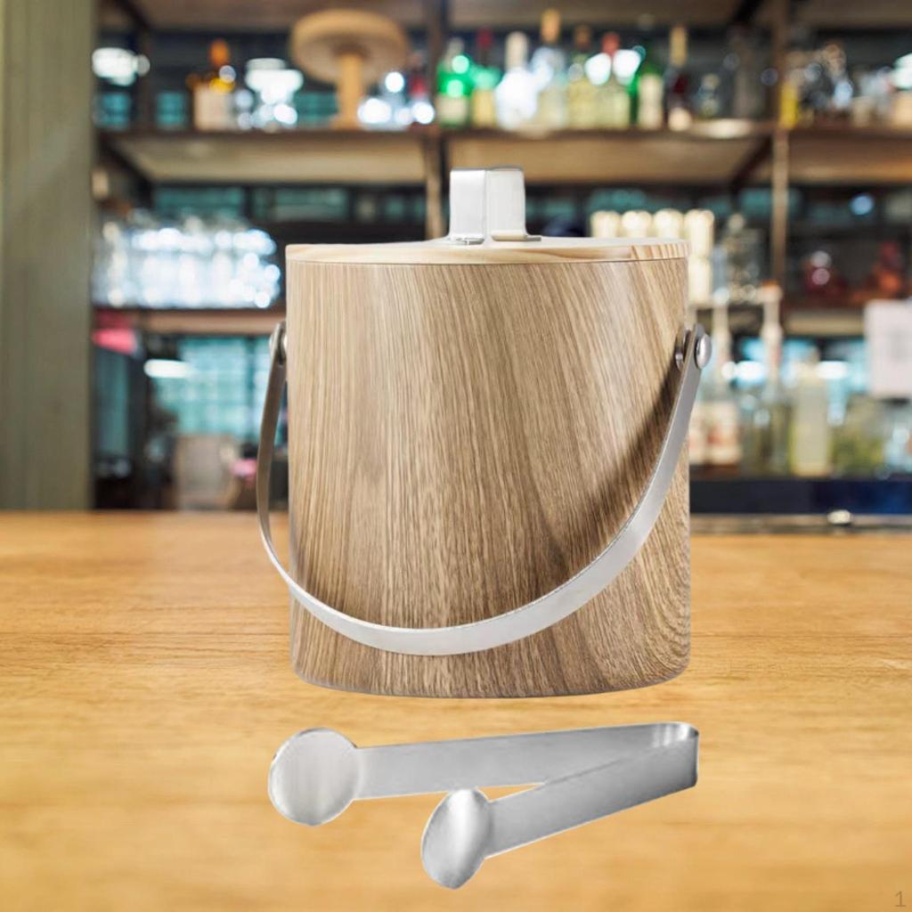 Secchiello per Ghiaccio Birra con Coperchio e Pinza Multiuso Vasca in Metallo per Bevande Raffreddamento Bevande per