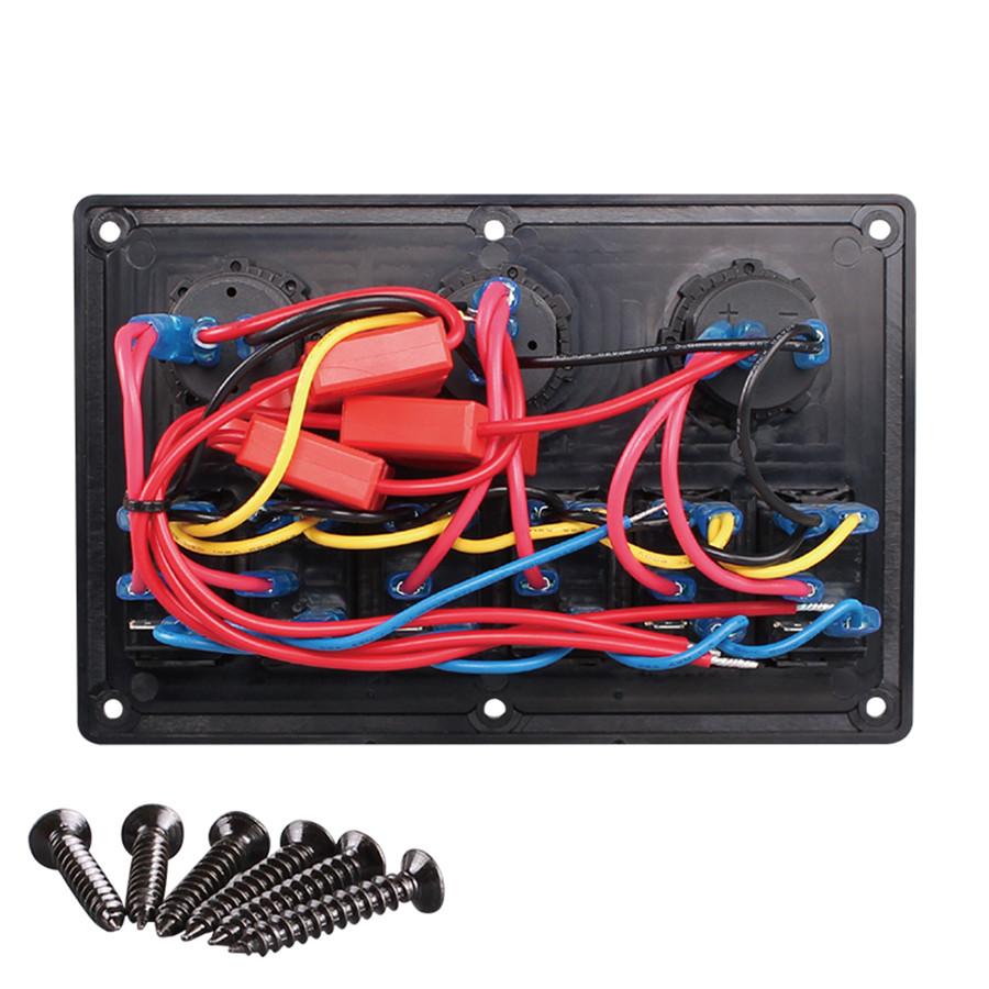 NEW 6 way Rocker Switch + Dual USB Car Charger + Voltmeter car Cigarette Lighter