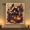 Interactive Parent Child Crafts Halloween Faux Pearl Art Kit, Pumpkin Ghost DIY Painting Niche Craft Sets for Adults 3D Bead Set Adults, Handmade Wall