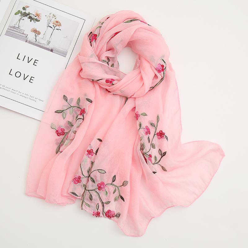 India Bohemian Chiffon Scarf Women Muslim Hijab Print Scarves Beach Flower Shawl Wrap Embroidered Scarf Ethnic Bandana 180*75Cm