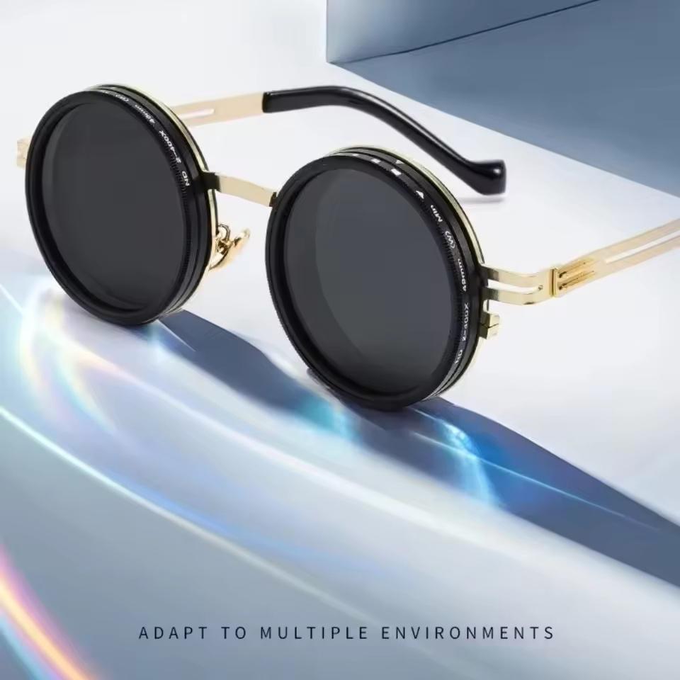 New ND2-400 9 Level Adjustable Dimming Polarized Sunglasses Men Women Fishing Punk Round Glasses Driving Eyeglasses ND Filter