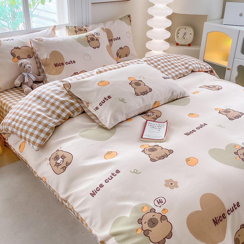 

Cartoon Printed Bedding Set with Duvet Cover Bed Sheet Pillowcases 4Pcs Cozy Super Soft Comforter Sets Full Queen King Size 1.2m 3pcs set