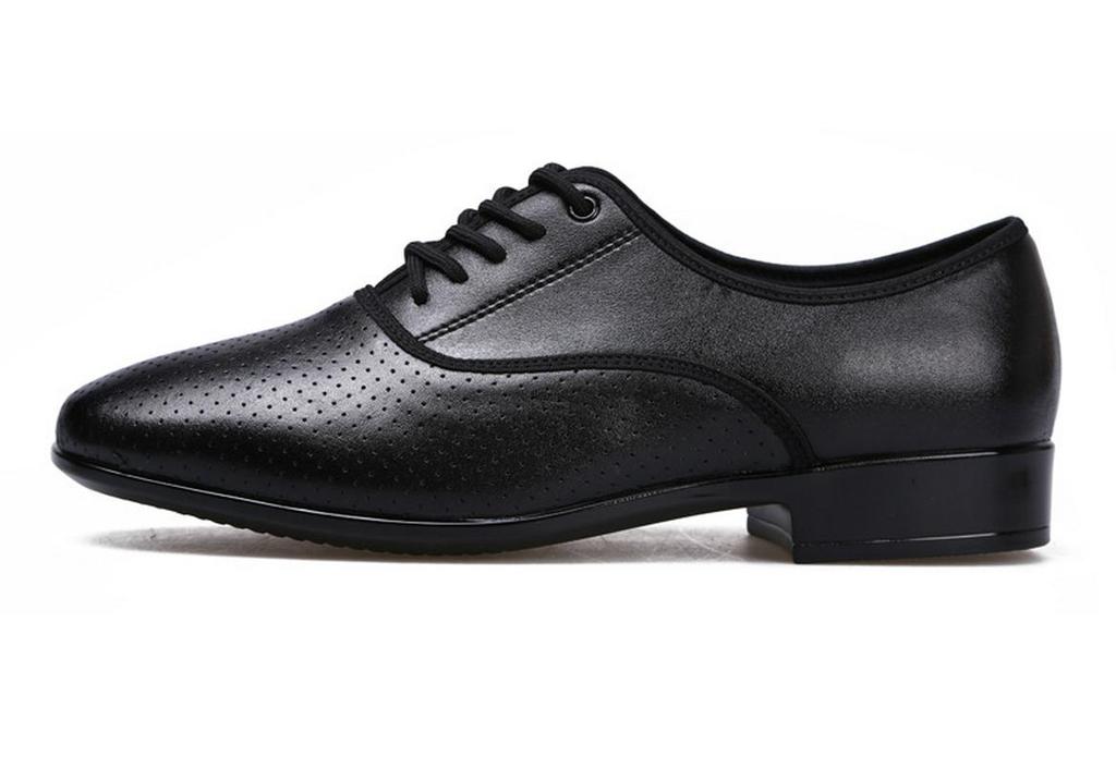 Men's Genuine Leather Perforated Dance Shoes for Waltz & Modern Square Dance