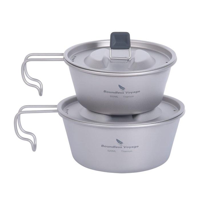 Boundless Voyage Titanium Shera Cup with Lid and Scale 350ml/520ml Titanium Mug Camp Cookware (350ML+520ML Ti1099T) Silver 0.3 L