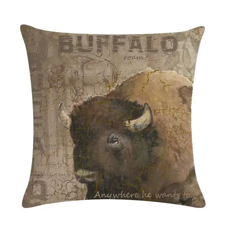 45x45cm Animal Polyester Cushion Cover Bear Pillowcase Wolf Owl Fox Moose Deer Elk Vintage Throw Pillow Cover