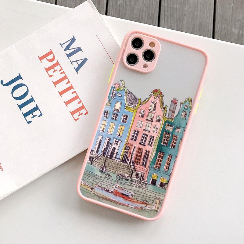 Cartoon Colourful Anime Painted House Scenery Phone Case For iPhone 16 15 14 13 12 11 Pro Max 7 8 Plus SE2020 X XR XS Back Cover