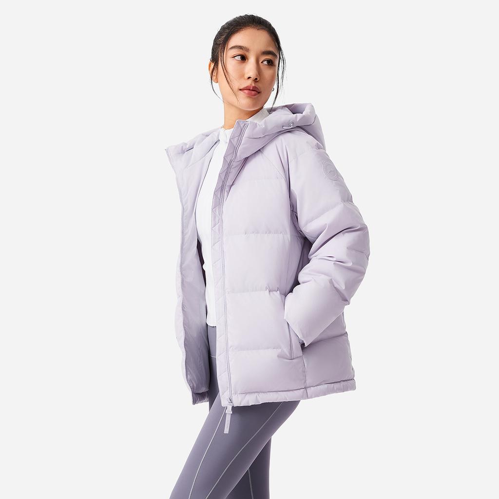 Li Ning Fitness Series Hooded Logo Stitching Down Jacket Women Outerwear AYMV776-2