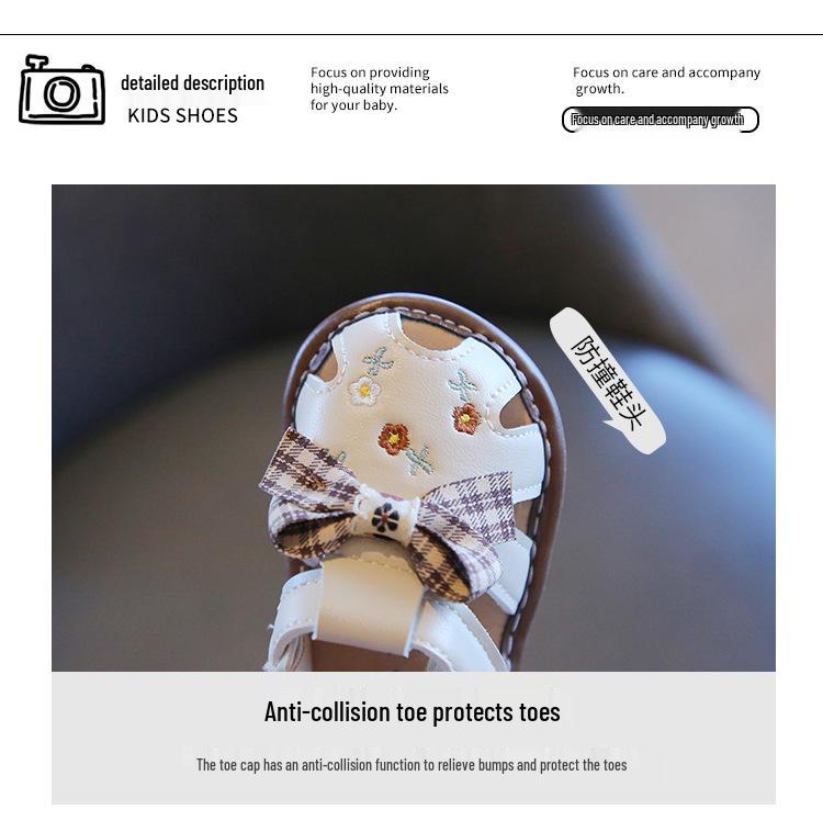 Summer Baby Girl Anti-slip Squeaky Velcro Bow Sandals - First Walker Shoes