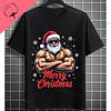 Funny Muscular Santa Christmas Gym Graphic Tshirt Casual Sports Humor Style Pure Cotton Shortsleeve Tshirt Outdoor Clothing