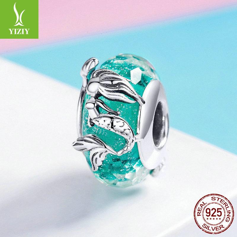 Mermaid S925 Sterling Silver Glazed Beaded Bracelet Silver Jewelry Accessories Scc1154