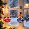 Holiday Door Wall Ornament Christmas Wooden Hanging Sign, Cute Gingerbread Man Hot Cocoa Mug Welcome Decor Hanger for Indoor Outdoor Front Porch