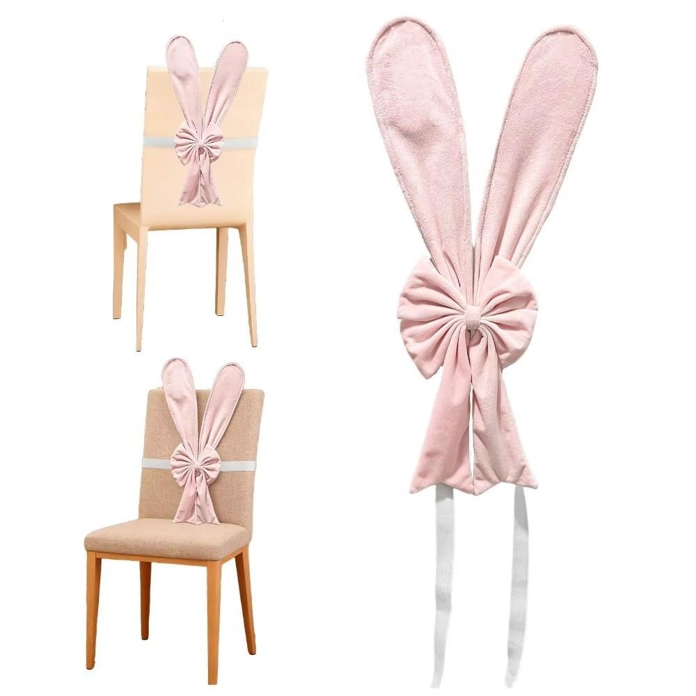 Removable Bunny Ear Slipcover Elastic Straps Chair Ribbons Easter Bow Ornaments Restaurant Decor