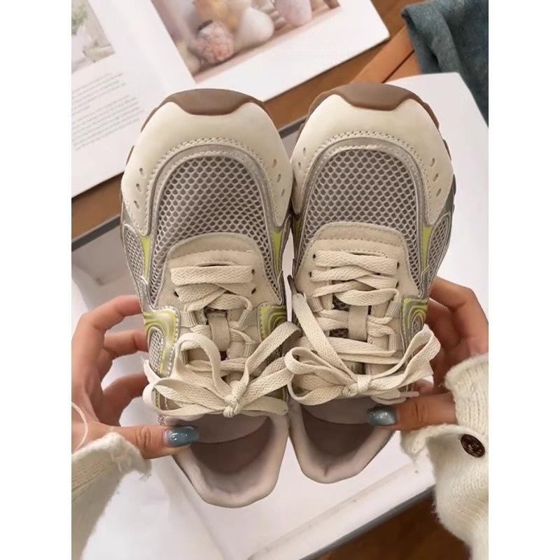 Shoes women's 2025 new summer soft-soled Agande training shoes mesh breathable thick-soled sports casual dad shoes