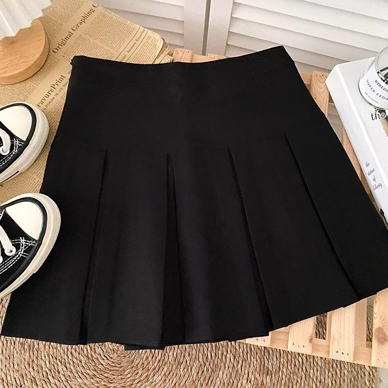 

Юбка миди А-силуэта с плиссировкой, серая, с высокой талией, весна/лето 2025 для женщин Large чёрный