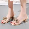 New Versatile Mid-calf Platform Slippers, Transparent Women's Shoes, with Mid Heels