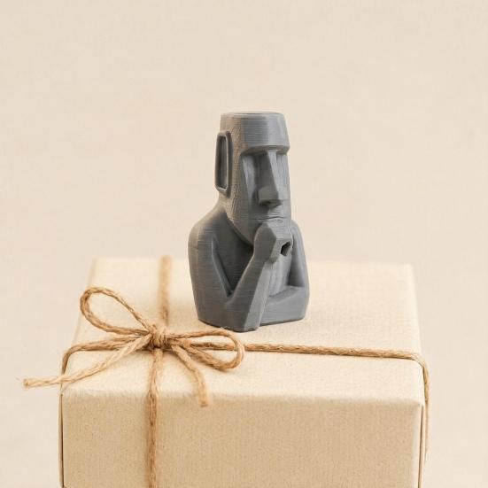 Yousheng Moai Thinker Statue, 3D Printed Creative Thinker Figurine, Fun Moai Statue Ornament for Home Office Desk Shelf Decoration
