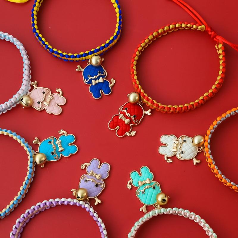 Chinese New Braided Rope Pet Collar Dragon Festive Bell Colorful Decor Cats Dogs