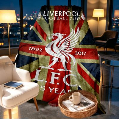 Liverpool F.C. Print Decke - Weich & Bequem, für Schlafzimmer, Reisen, Sofa, Heimdekoration - Geburtstags-Weihnachtsgeschenk für Freund