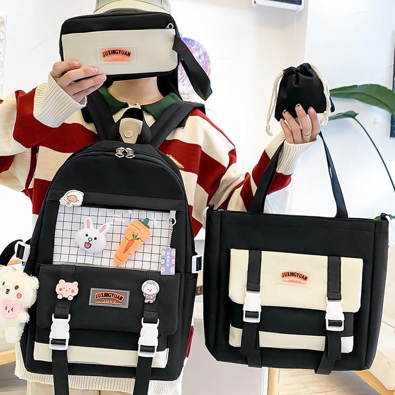 Grundschulmädchen Studentin Niedliches Vierteiliges Set Mittelschülerin Gymnasiastin Rucksack