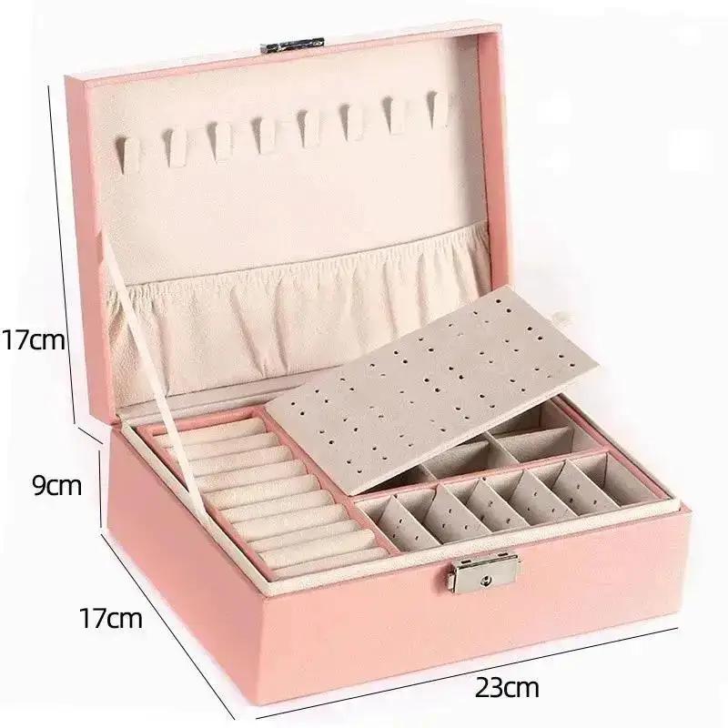 Large-capacity Leather Travel Multi-function Jewelry Storage Boxes For Girls Women Earrings Ring Necklace Display Jewelry Case