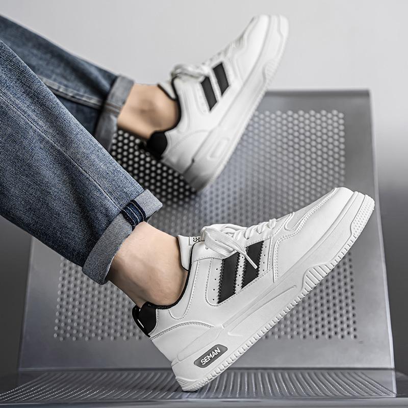 Students' White Shoes Four Season Breathable Soft-sole Non-slip Men's Casual Flat Shoes Fashion Youth Outdoor Sports Board Shoes
