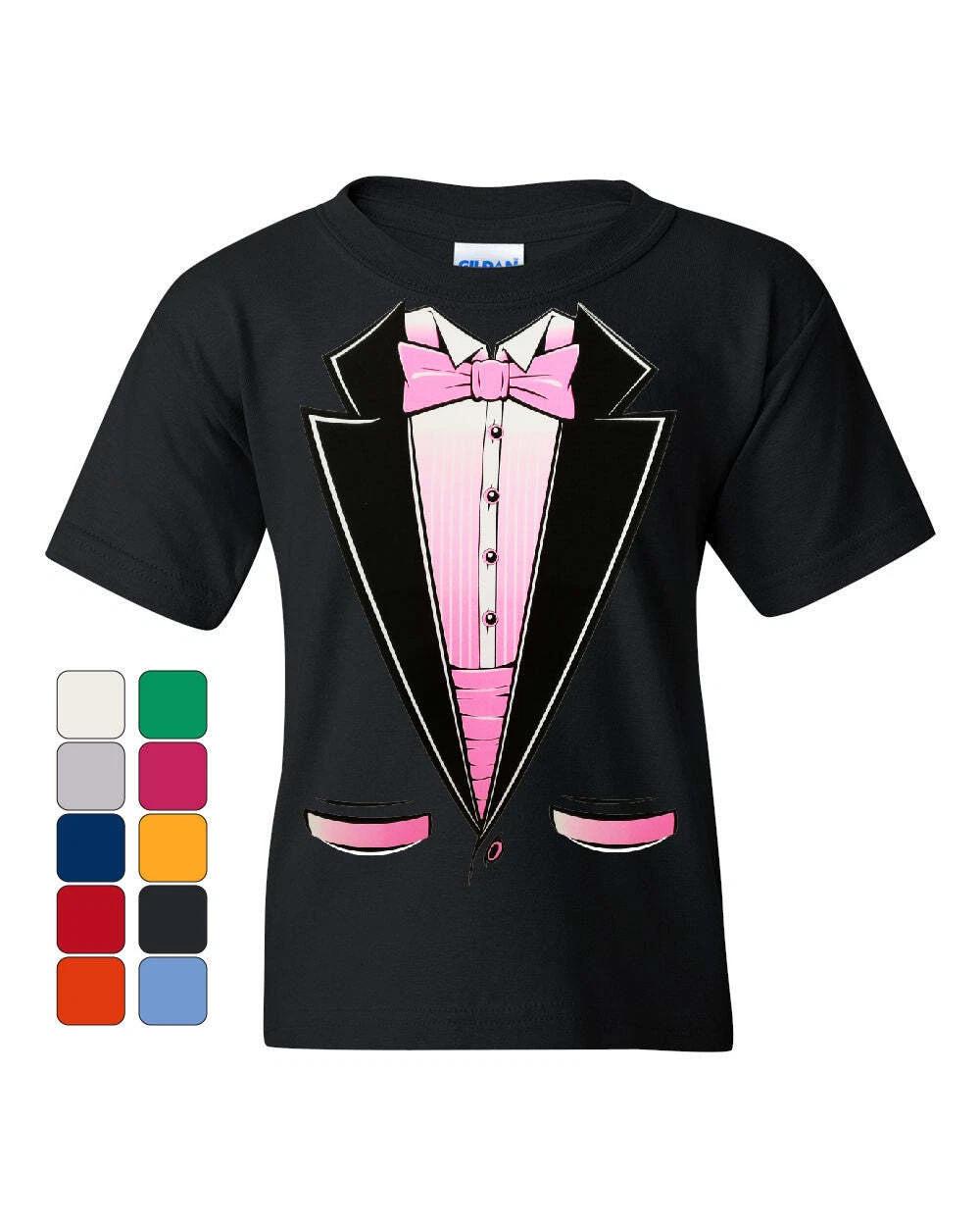 Pink Tuxedo Youth kids boys T-Shirt Funny Party Wedding Birthday Tux 110