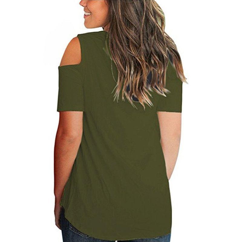 Elegant Women Cold Shoulder Loose Tops Criss Cross Short Sleeve T-shirt Blouse