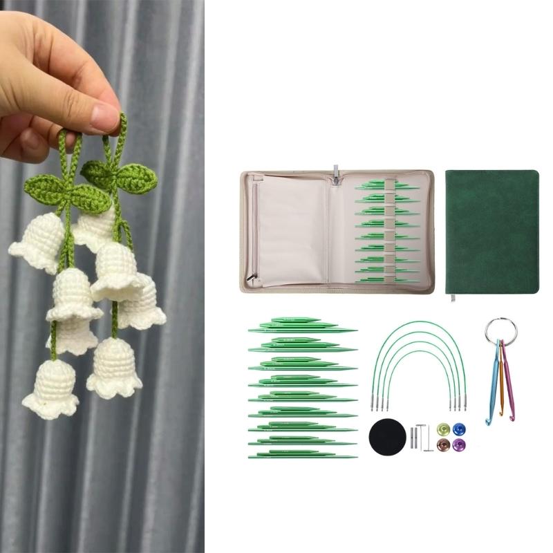 9Pairs Interchangeable Circular Knitting Needle with Crochet Hook for Weaving Craft Project Aluminum Sweater Needle Set