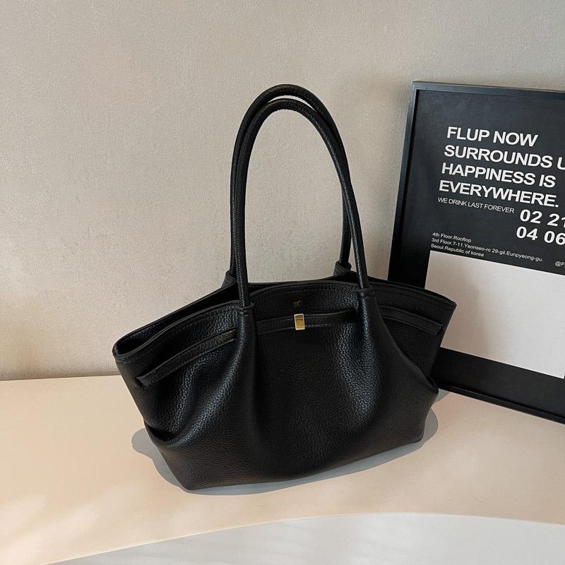 

Сумка-тоут большой вместимости с крыльями, плиссированная модная сумка через плечо, повседневная нишевая дизайнерская сумка-подмышка чёрный