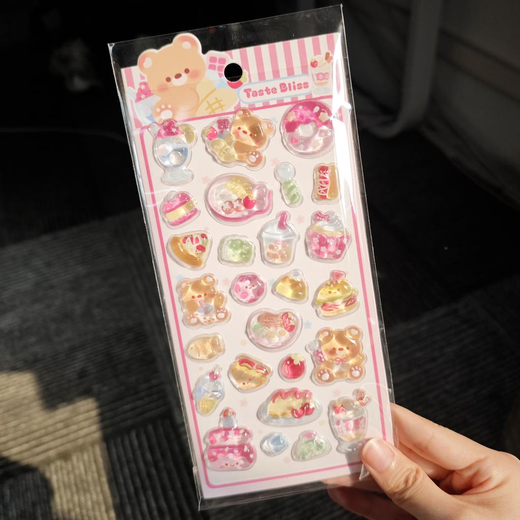 Kawaii 3D Cartoon Teddy Bear Rabbit Relief Crystal Sticker For Scrabooking Cute Diy Phone Case Sticker School Stationery Supply