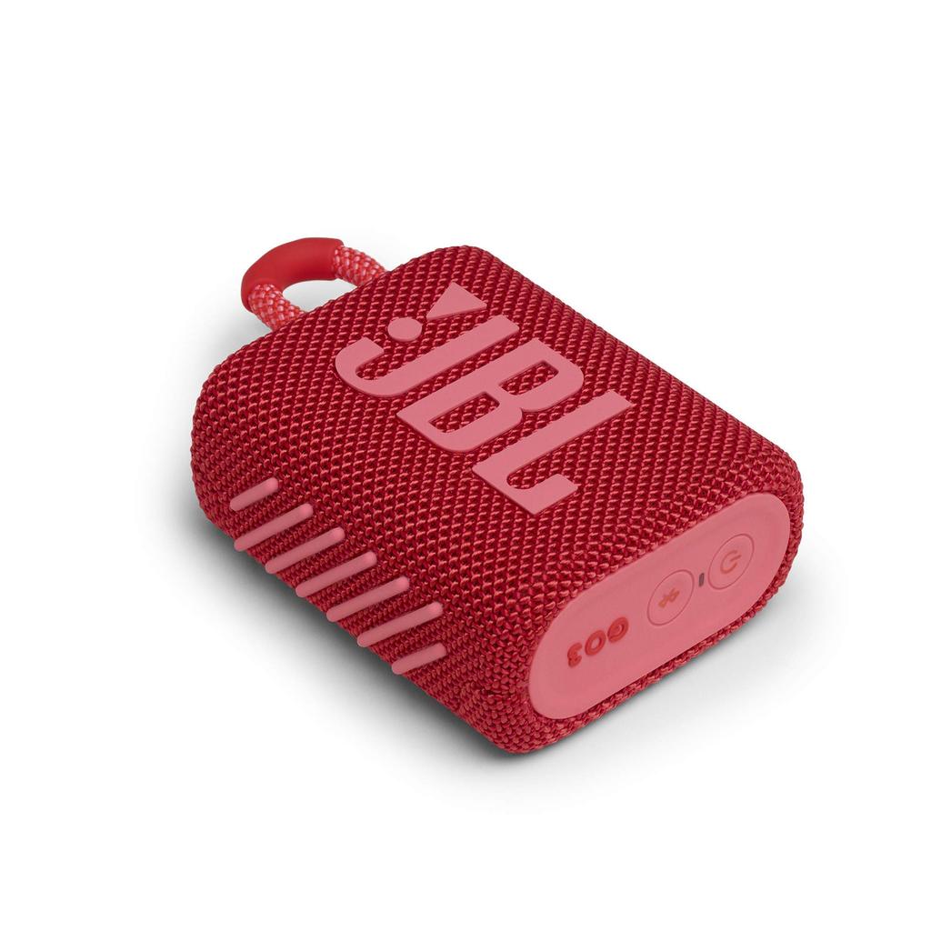 JBL GO3 Bluetooth Speaker, USB C Charging, IP67 Dustproof and Waterproof, Passive Radiator, Portable, 2020 Model, Red (JBLGO3RED)