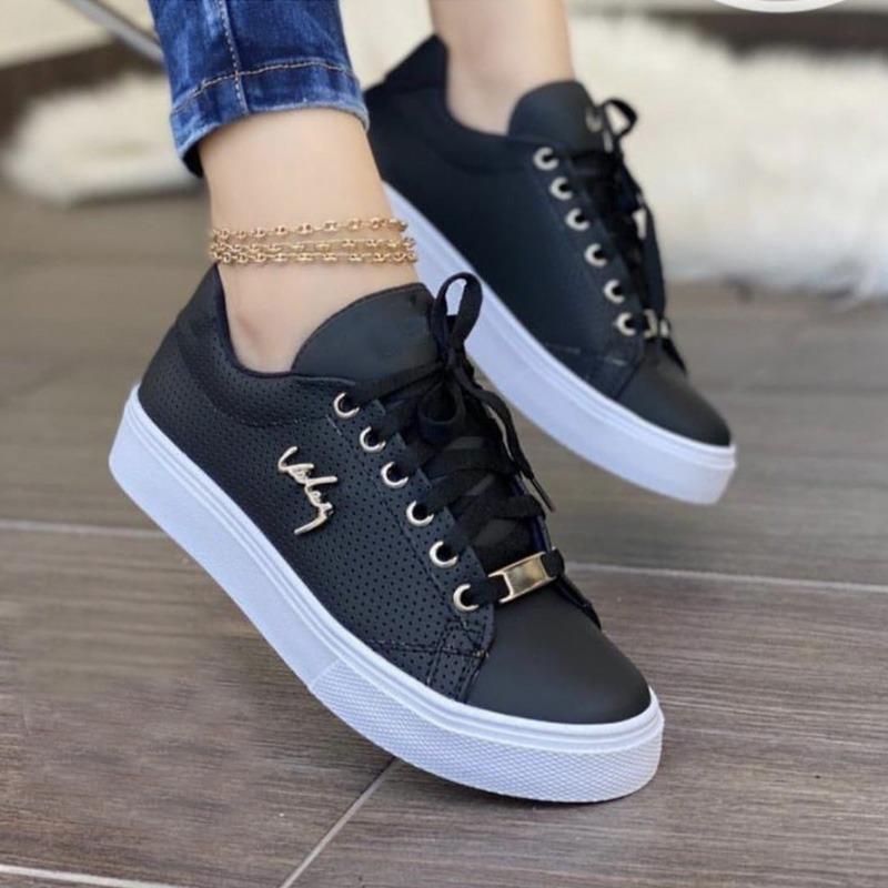 

Fashion Plus Size 2025 Hot Sale Shallow Women s Vulcanize Shoes Outdoor Walking Low Heel Lace Up Sneakers Versatile Ladies Casual Shoes 36 чёрный