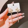 Light Luxury Exquisite Elegant Celebrity Bow Long Fringed Earrings Women's Fashion Stud Earrings Temperament Versatile Ear Jewelry