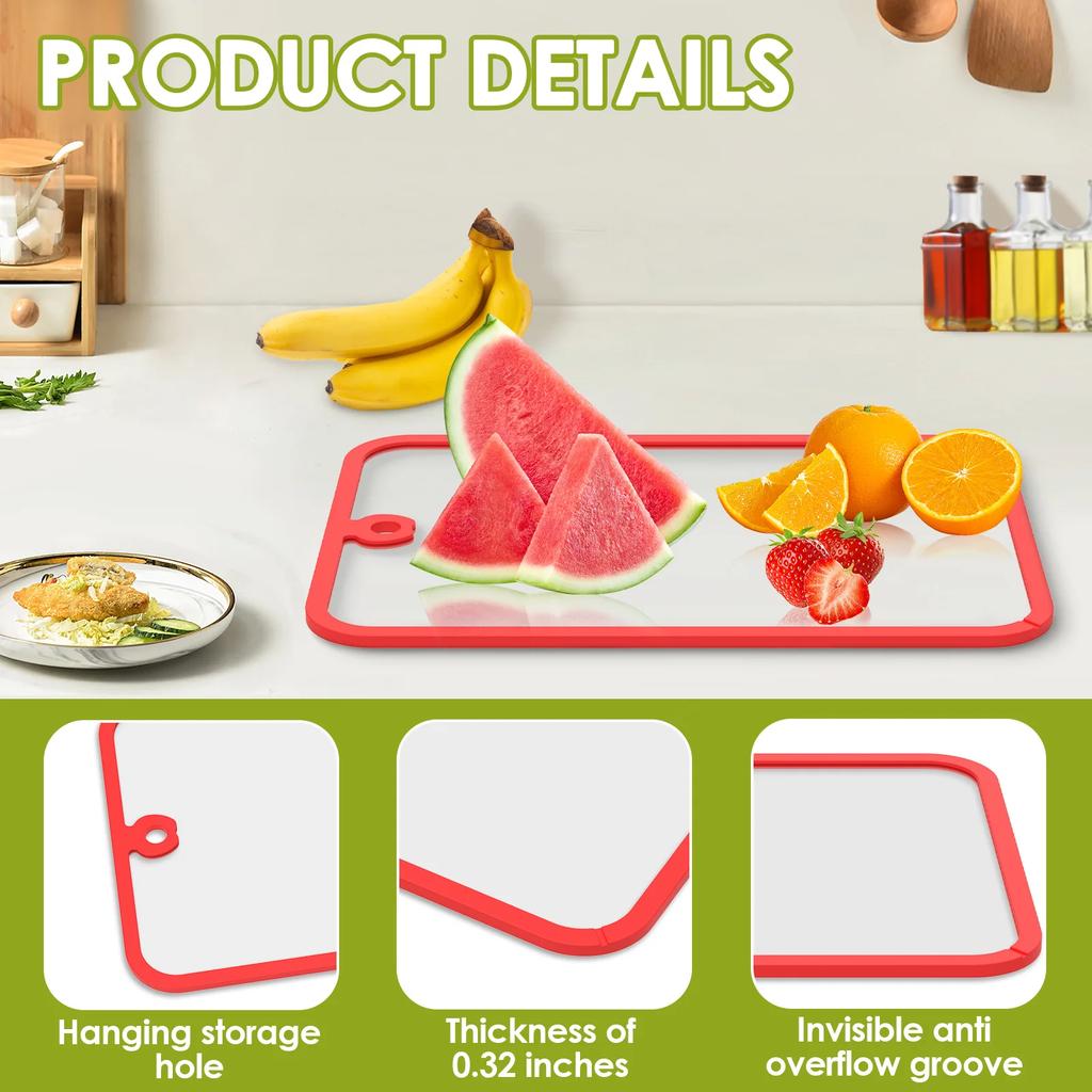 Kitchen Cutting Board Tempered Glass Cutting Board Multifunc Cutting Mat Serving Tray Kitchen Chopping Board for Fruit and Meat