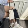 Large Capacity Retro Frosted Handbag Kiss Lock PU Leather Crossbody Bag Clip Closure Short Handle Clutch Shoulder Bag Shopping