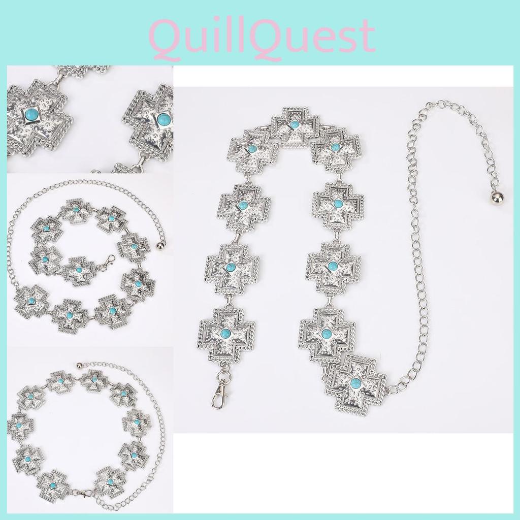 Bohemian Cross Turquoise Waist Chain For Women With Metal And Resin Buckle For Fashion Statement