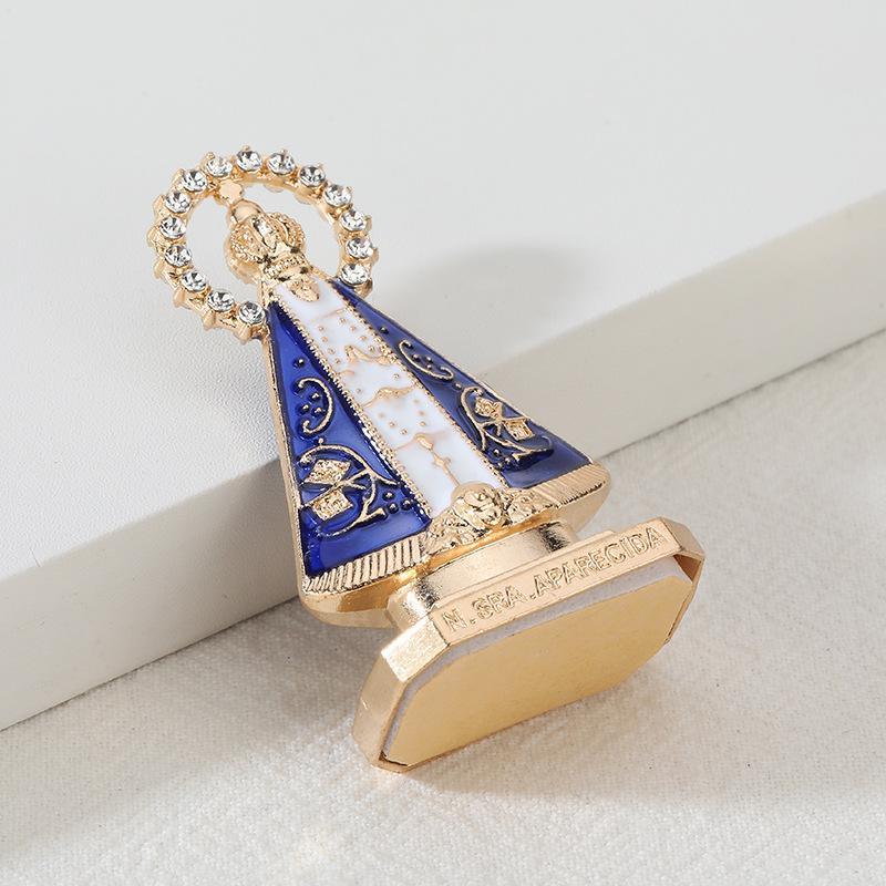 Alloy Prayer Cross Figurine Polished Shiny Surface Religious Statue for Bedroom Living Room Desktop Home Decoration