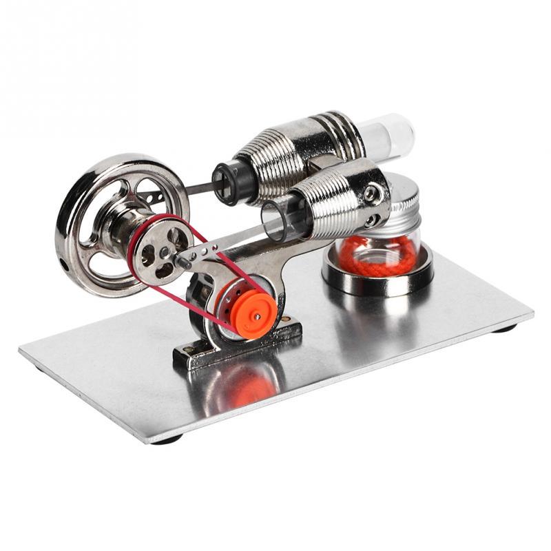 2 Double Cylinder Hot Air Stirling Engine Motor Model Physics Steam Power Toy 2 Double Cylinder Hot Air Stirling Engine Motor Model Physics Steam Power Toy