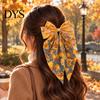 Fall Outfit Accessories Maple Leaf Hair Bows for Women Girls, Autumn Leaves Clips, Large Bowknot Ponytail Holder Barrettes, Gold Hairpin with