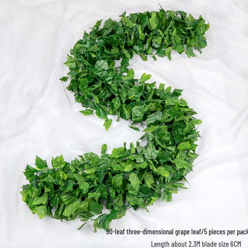 Rattan Faux Green Leaves & Vines - Decorative Plastic Flower Vines for Water Pipes & Air Conditioning Cover