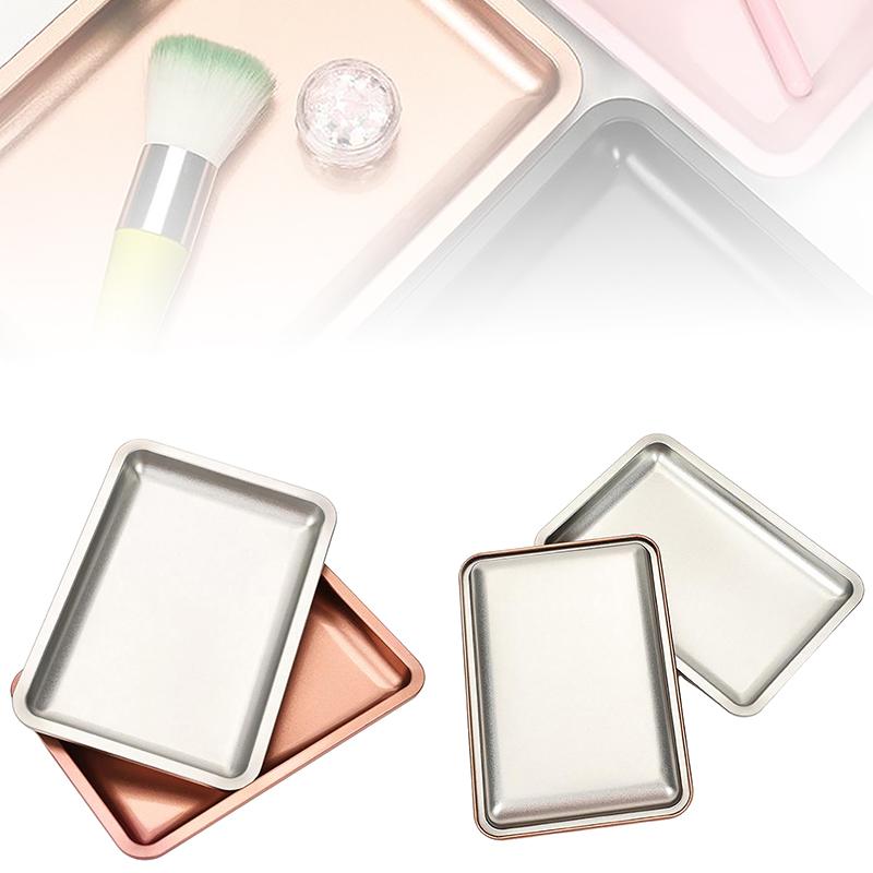 Stainless Steel Cosmetic Storage Tray Jewelry Tray Plate Doctor Surgical Tray Desktop Storage Tool Metal Fack Nail Art Tray