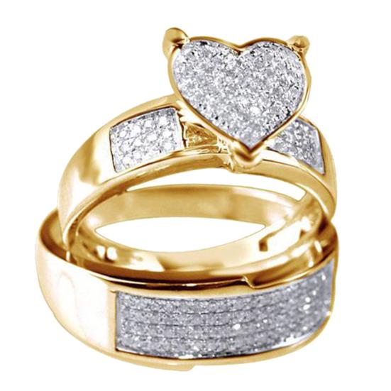 3 Adet Kadınlar Rhinestone Kalp Yüzük Seti Düğün Nişan Takı Hediye