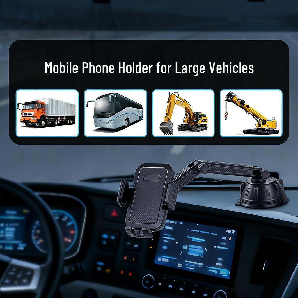 Universal Adjustable Car Console Phone Holder with Suction Cup for Trucks & Ride-hailing Vehicles