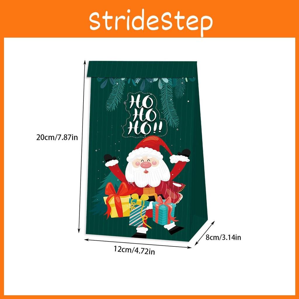 Decor Christmas Paper Bags With Santa Claus Gingerbread Man Print For Daily