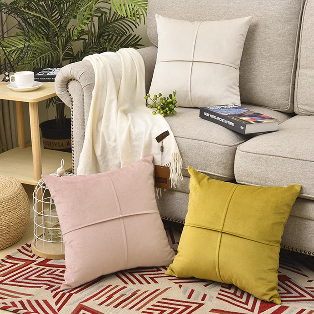Capa de Almofada de Veludo com Padrão Cruz Sala de Estar Sofá Capa de Almofada Modelo de Quarto de Luxo Leve Almofada de Sofá Encosto