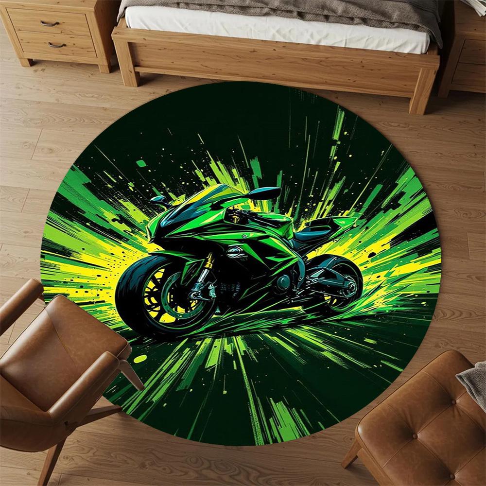 1PC Motorcycle Speed Round Chair mat Area Rug - Non-Slip, Floor Mat for Office, Bedroom, home decor Christmas Gift c0528026